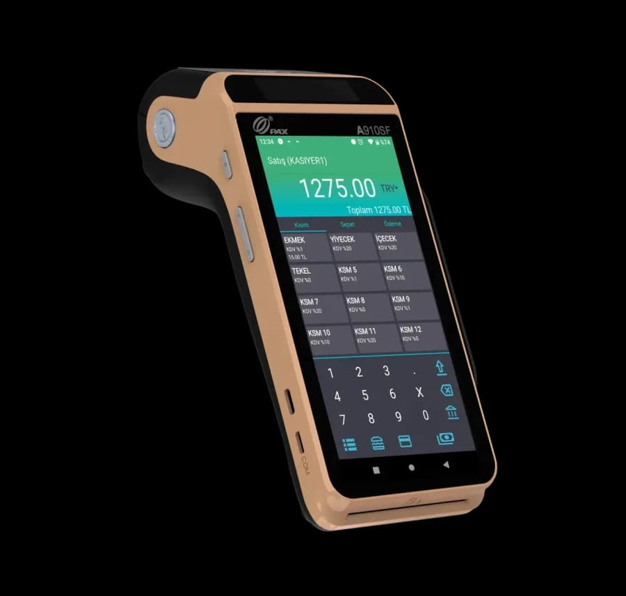 PAX A910SF yazarkasa POS cihazı, satış ekranı açık