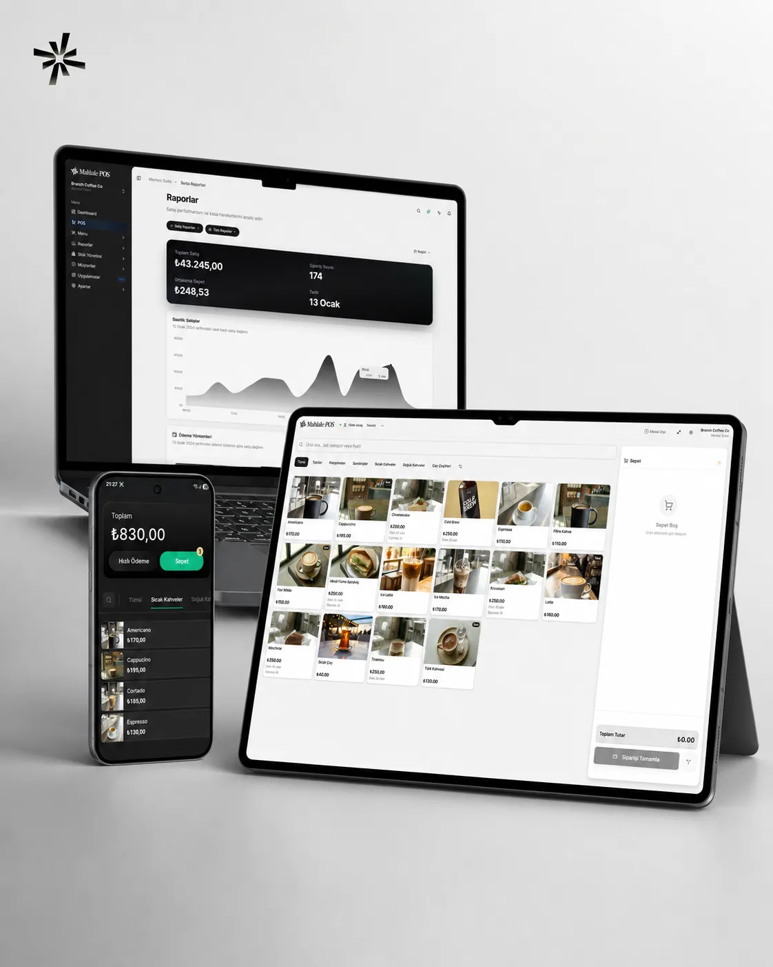 Mahalle POS adisyon programı telefon, tablet ve bilgisayarda