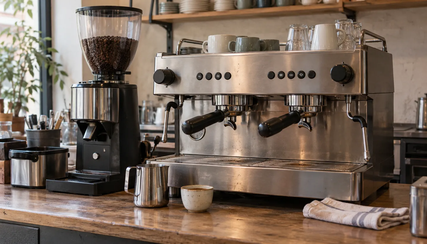 Kafe açma maliyetinin büyük kalemlerinden: iki gruplu espresso makinesi ve kahve değirmeni